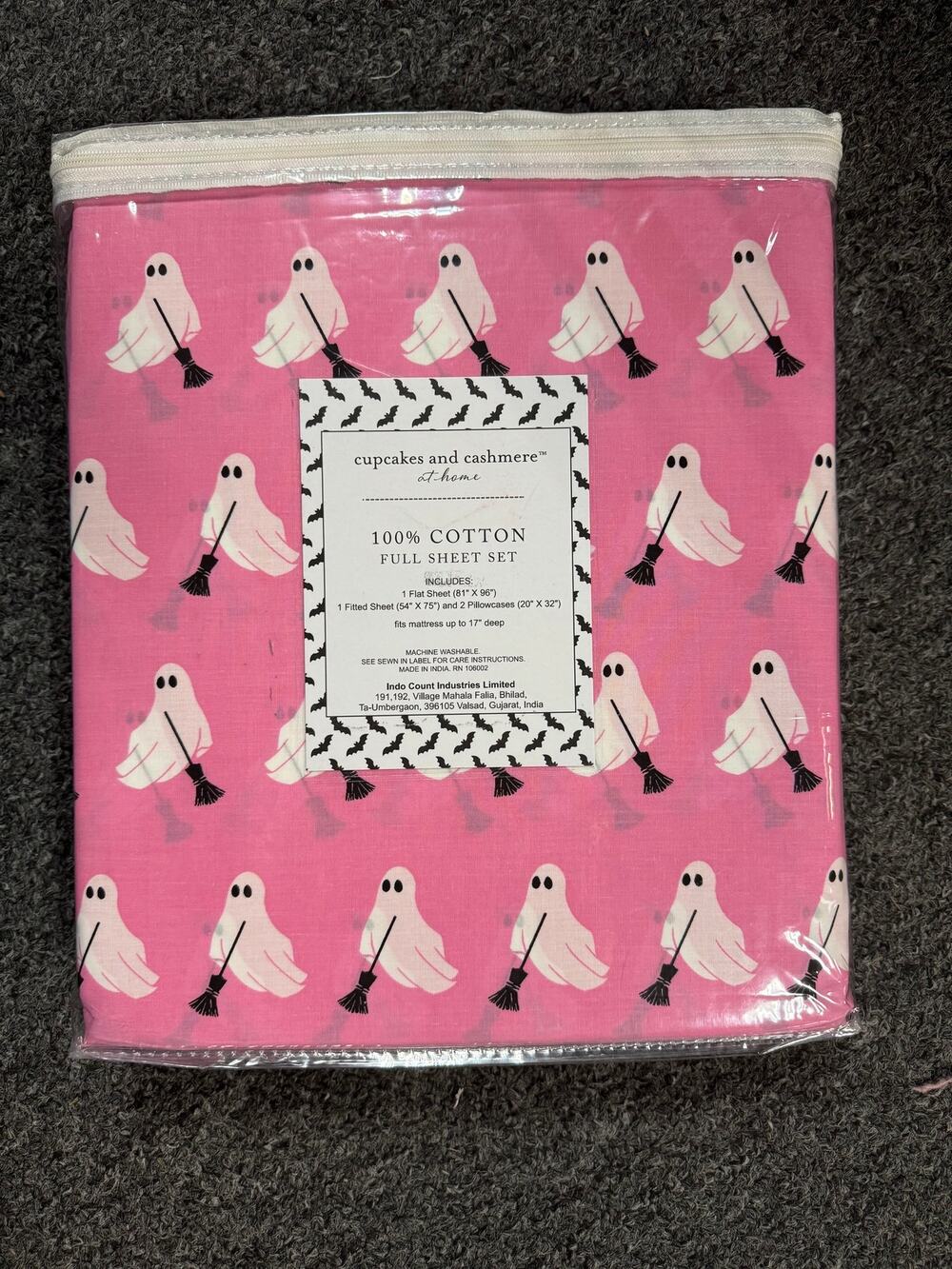 New Cupcakes and Cashmere Pink Ghost Full Sheet Set